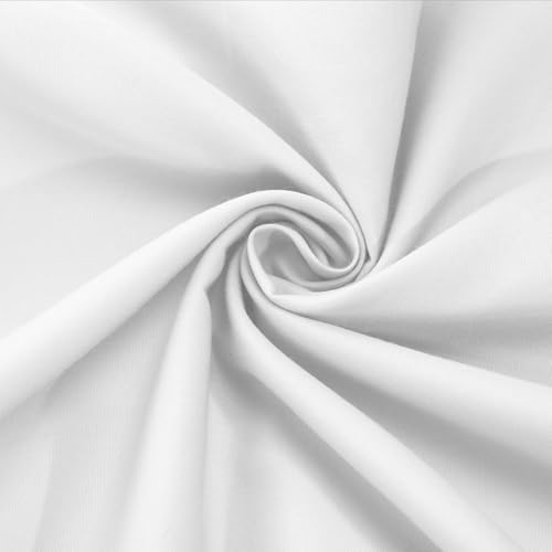 Cotton Polyester Fabric by The Yard - 60" Wide Broadcloth Fabric Soft,Breathable Material - for Lining,Clothes Sewing,DIY (White, 1 Yard)