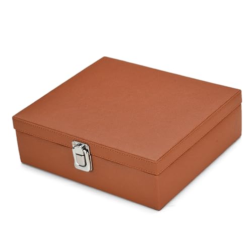 essart Watch Box Organizer Case With Elegant Style For Men & Women, watch box organizer 8 slots, watch storage box organizer (Tan)