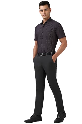 Image of Peter England Men Mid Rise Slim Fit Flat Front Trouser