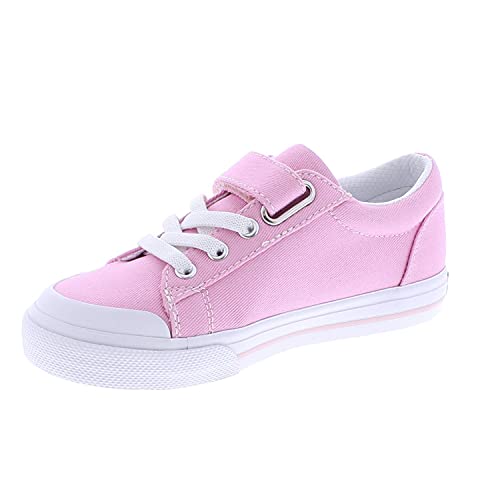 FOOTMATES Jordan Strap Canvas Flats Boys and Girls Shoes - Tennis Sneakers with Wide Toe Box, Custom-Fit Insoles, Vulcanized Outsoles - Bubblegum, 8 Toddler (1-4 Years)