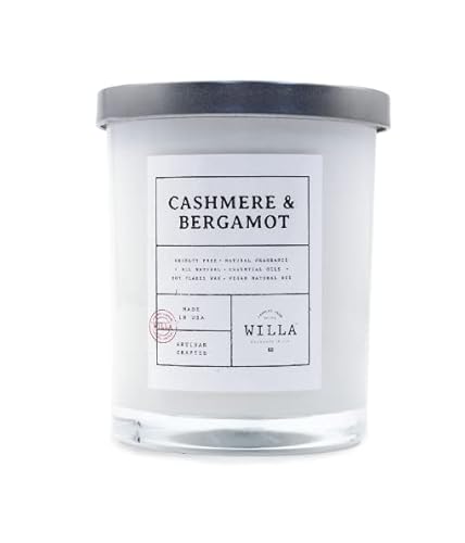 Willa Cashmere & Bergamot Highly Scented Candle - All Natural Soy Wax Luxury Candles Made In The Usa With Essential Oils - Best For A Home / Aromatherapy / Gift / Spa / Bathroom 9Oz Jar Candle #TOP1