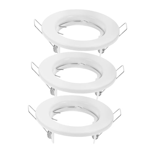 TOBBOMEY 3pcs Ceiling Lamp Housing Brushed Chrome Light Fitting Spotlights Trim Ring Recessed Light Clipping for Ceiling Spotlights