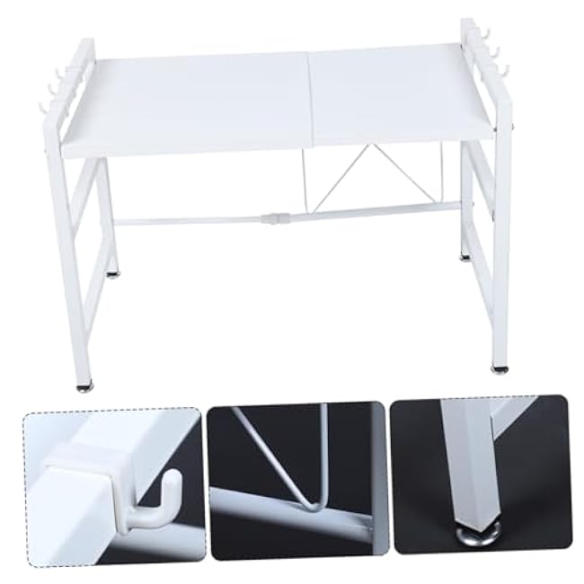 Cabilock Multi-Functional Retractable Microwave Stand Storage Rack Desktop Shelf for Kitchen and Bathroom Heavy Duty Kitchenware Storage Holder