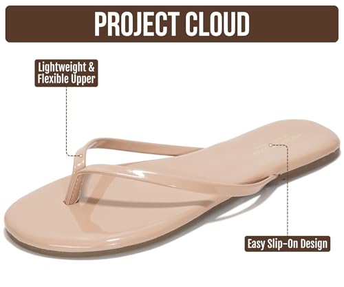Image of Project Cloud Flip Flops for Women Footwear- Lightweight and Memory Foam Insole Sandals for Women 2026 - Durable Non-Slip Beach Essentials Flats for Women Sandals (Foundations)