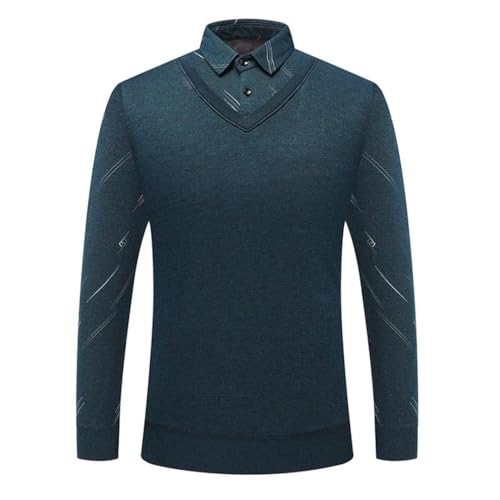 Disimlarl Men's Fake Two Pieces Sweaters Long Sleeve Button Pullover Printing Formal Business Jumper2