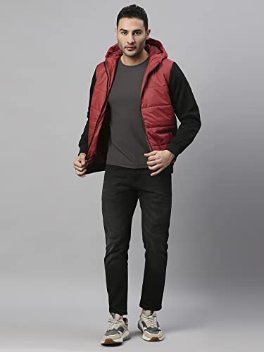Image of Dennis Lingo Polyester Regular Fit Full Sleeves Men's Color Block Hooded Puffer Jacket with 2 Pockets - Lightweight Casual Winterwear for Men