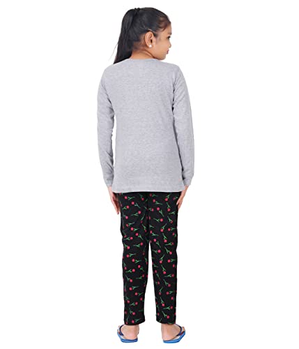 Image of MIST N FOGG Girls' Printed Cotton T Shirt and Pyjama Set /Nightwear /Top and Pyjama Set