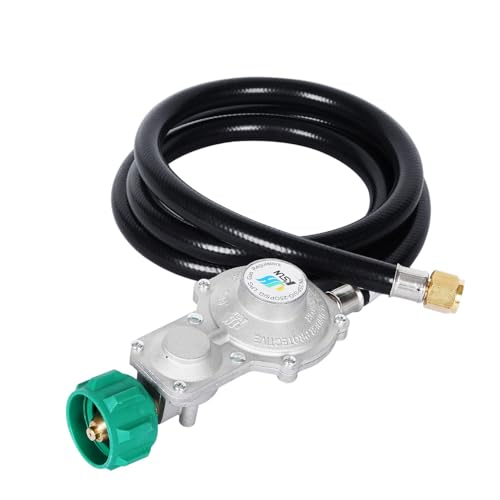 GGC 5FT Two Stage Propane Regulator with Hose Dual Stage Propane Hose with QCC1/Type1 Connector for Gas Grills RV Appliance Generator
