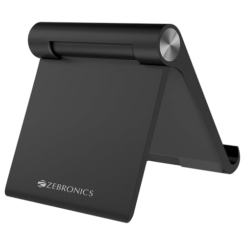 Image of Zebronics Foldable Mobile & Tablet Stand, Multi-Angle Adjustable, Supports Up to 30.48cm Devices, Lightweight & Portable Design (MTS30)