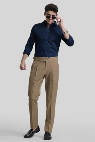 Image of SNITCH Plain Brown Slim Fit Trousers