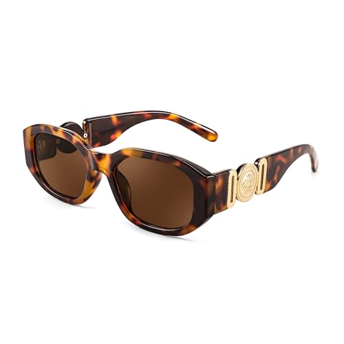 Image of FEISEDY Retro Trendy Rectangle Sunglasses Women Men Narrow Shades B2322 | |Vintage Shades |UV400 Protection |Blocks Glare |Women & Men |Comes With A Storage Case