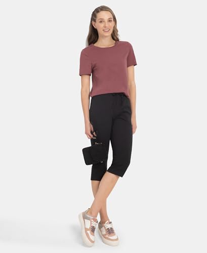 Image of Jockey AW88 Women Super Combed Cotton Rich Relaxed Fit Solid Curved Hem Styled Half Sleeve T-Shirt