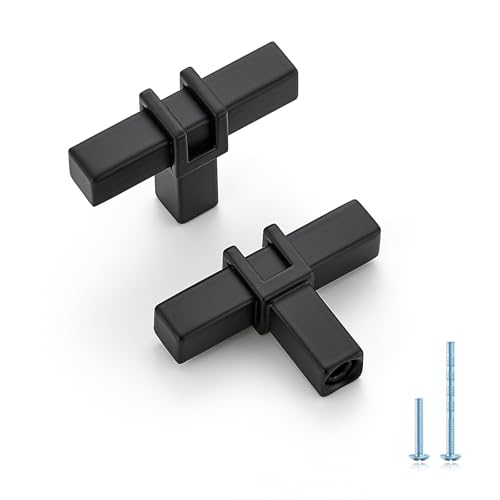 HOME EDIT 20 Pack 2 inch Black Cabinet Handles, Kitchen Cabinet Handles Matte Black Drawer Pulls Zinc Alloy Square Bar Kitchen Pulls