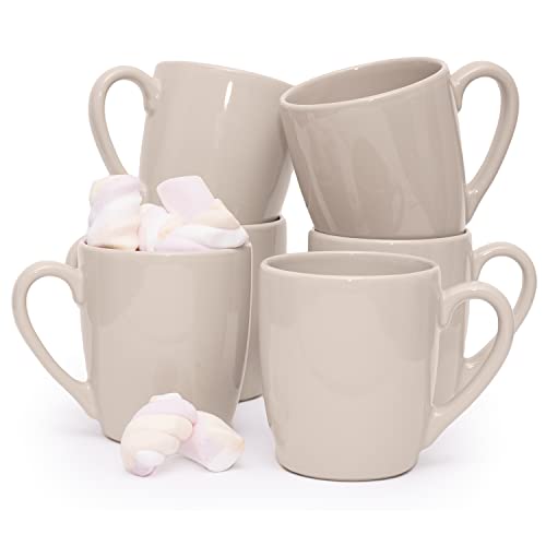 konsimo LUPIN Große Tasse Becher Mug Kaffeetassen Teetassen mit Henkelbecher Coffee Cup Steinzeug 6er Set 340 ml Beige Cover
