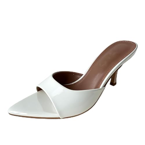 Image of Women's Patent Leather Pointed Toe Open Toe High Heel Sandals Comfortable Slingback Slip-On Mule Sandals Fashionable Formal Party Dresses Pumps
