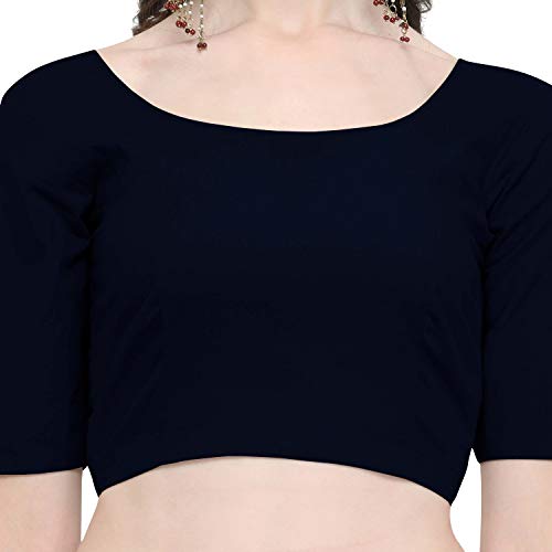 Image of Janasya Women's Plain Pure Cotton Stitched Blouse