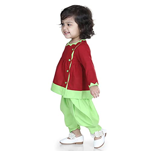 Image of BownBee Ethnic Wear Cotton Kurta Dhoti Traditional Dress Set for Baby Boys, Front Open Embroidered With Full Sleeves and V Neckline, Ideal for All Festivals