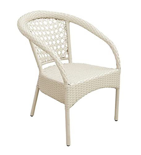 Image of Anaya Decor D-8 Chairs Table Set 4+1 Wicker Patio Furniture Sets 4 Chair and 1 Table for Garden Balcony Bedroom Powder Coated Frame Uv Protected Wicker (Off White)