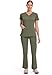 Healing Hands Women's Scrub Top V-Neck with 2 Pockets, 2-Way Stretch, and Yoga Knit Side Panels for Slim Fit - 2245, S, Olive
