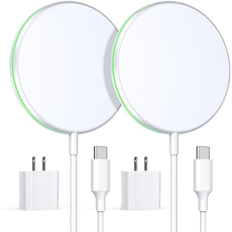 2 Pack Magnetic Wireless Charger 15W Apple Mag-Safe Charger with 20W Adapter for iPhone 16/15/14/13/12 Pro/Max/Plus/Mini AirPods 3/2/Pro 2/Pro Mag Safe Wireless Charging Pad with 5ft Charging Cable Cover