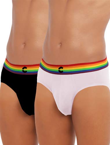 FREECULTRMen's Underwear Anti Bacterial Micromodal Airsoft Brief - Non Itch No Chaffing Sweat Proof-(Pride Waistband)