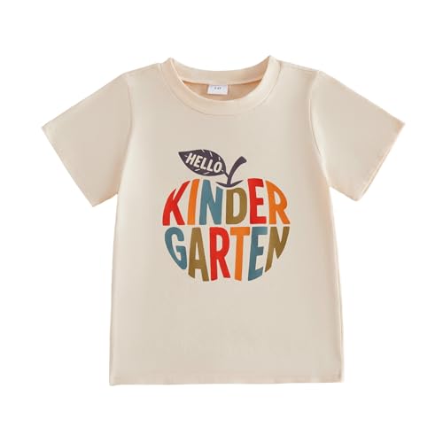 YOKJZJD Toddler Boy Girl First Day of School Outfit Hello Preschool Kindergarten First Grade T-Shirt Back to School Clothes (Kindergarten 5-6 Years)