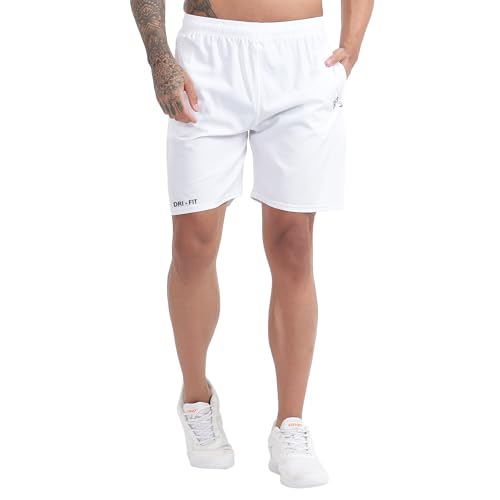 Image of BLUE STAR SHARK Athletic Sports Shorts for Men with Zip Pockets and Elastic Waistband Quick Dry Lightweight Activewear Combo - Pack of 2