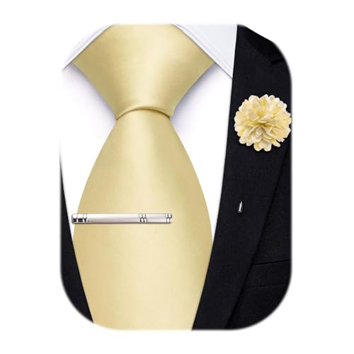 Image of Hi-Tie Men's Extra Long Solid Satin Tie Set 63 Inch /70 Inch Formal Necktie
