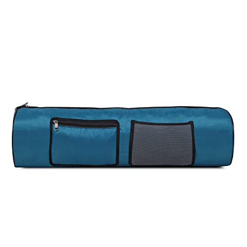 Prarabdh Yoga Mat Bag Cover only with Pocket & Mobile Pouch Large Size for Women Mens (Teal Blue)