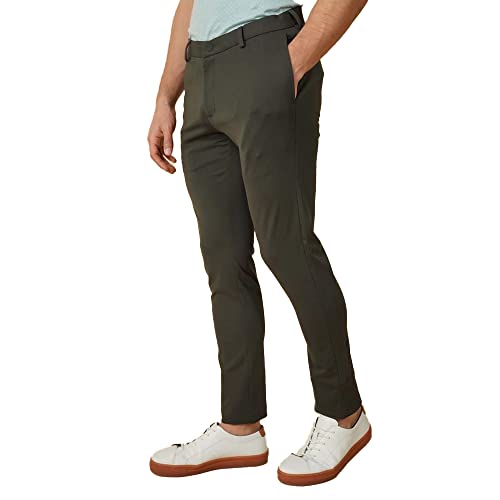 Image of Siea Casual Solid Khakis in Brown
