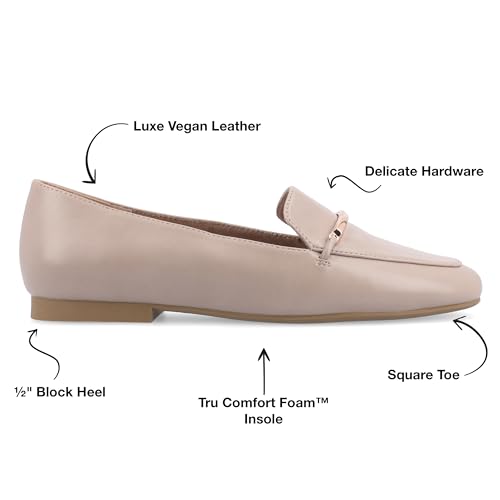 Image of Journee Womens Loafer Flat Notched Topline Square Toe Slip-On Block Heel - Wrenn Casual Dress Shoe