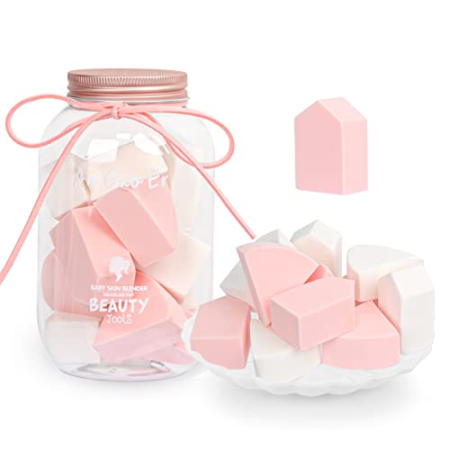 Makeup Sponge Blender Set,12pcs Multi-colored Foundation Blending Beauty Sponges,Non-Latex for Cream Powder and Liquid (Pink-White)