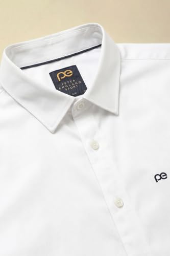 Image of Peter England Men's Slim Fit Full Sleeve Casual Shirt in Twill Weave Cotton