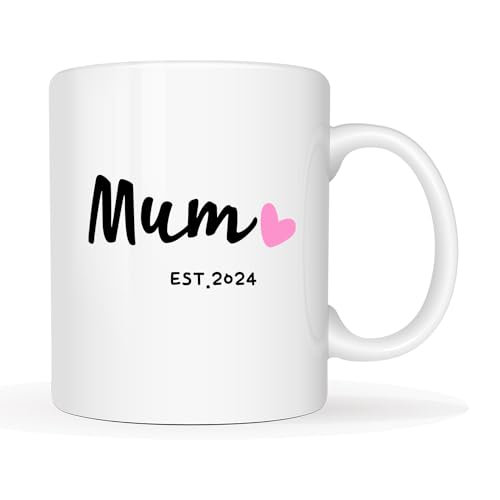 This Mom Est 2025 Coffee Mug, Mother's Day New Mom Gifts for Women Her First Time Mums Cup, White 11 Oz, 3.19 inches x 3.74 inches