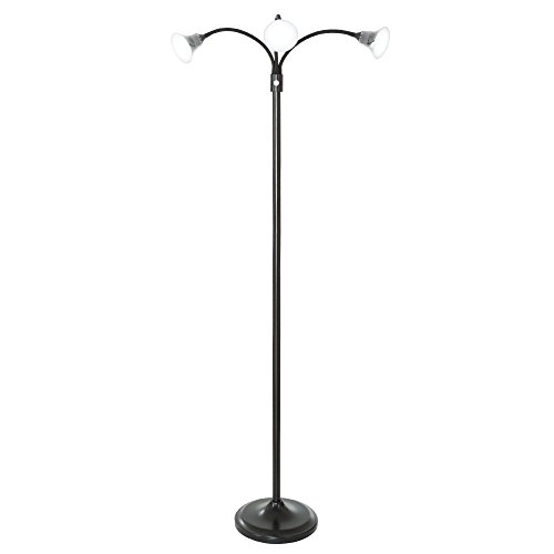 Lavish Home 3 Head Floor Lamp, Led Light With Adjustable Arms, Touch Switch And Dimmer (Black) #TOP29