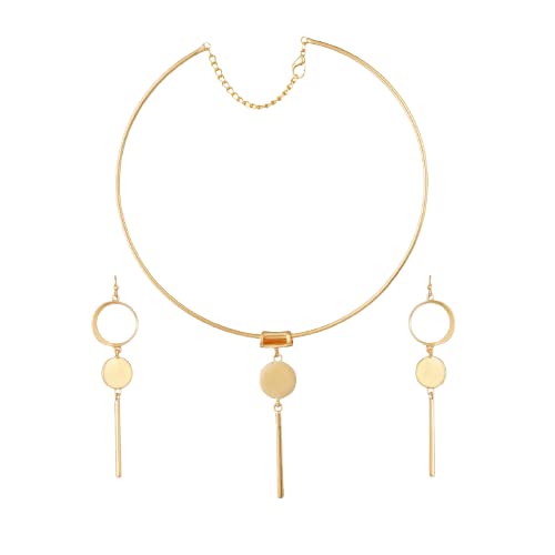 SUNDARA JEWELS Oxidised Gold Plated Hasli Choker Necklace Jewelry Set for Women - Aesthetic Tribal Design Neckpiece for Stylish Girls. Alloy Copper Boho Neck Choker & Long Pendant (B0BSFS4Z7G) Amazon Price History, Amazon Price Tracker