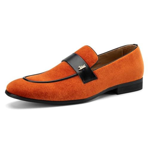 JITAI Men's Dress Shoes Casual & Dress Loafers | Slip-On Suede Luxury Shoes with Metal Buckle Decoration for Wedding, Tuxedo, Prom, Party & Fashion Events