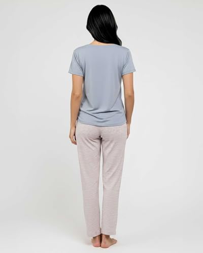 Real Essentials 2 Pack: Women's Comfy Pajama Sets - Short & Long Sleeve Ladies Loungewear Sleepwear PJs (Available In Plus)
