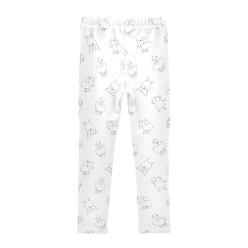 Sheep Cartoon Girls Leggings,Workout Leggings for Girls Toddler Athletic Leggings Size for 3-10T2