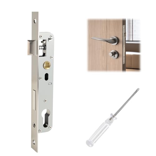 Cerradura de embutir de 85 x 20 mm, acero inoxidable, cerradura de puerta de casa, cerradura de marco de tubo, distancia de 85 mm, longitud de 20 mm, cerradura de puerta de jardín, caja de cerradura