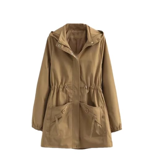 Women's Mid-Length Hooded Trench Coat – Plus Size Outerwear For Middle-Aged