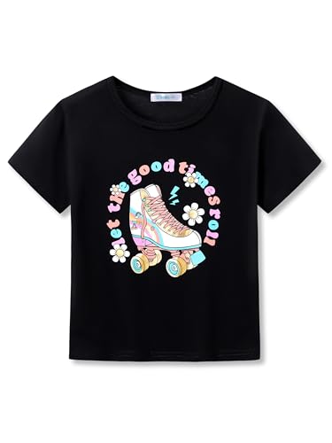 Dvenki Girls Trendy Summer Tops Roller Skates Theme Shirts for Kids Graphic...