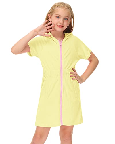Besserbay Little Girls Yellow Zip Up Terry Cover Up Beach Swim Hoodie Coverup 4 Years #TOP3