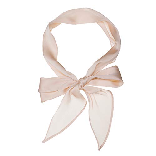 Allegra K Women Plain Solid Color Pure Skinny Scarf Scarves Long Neckerchief Hair Band Apricot
