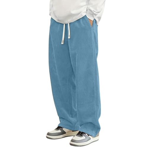 Pantalon de loisirs pour homme en velours côtelé extensible et coupe droite