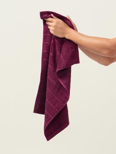 Image of DAMENSCH 100% Cotton Hand Towel, Super Soft Gym Towel for Men Workout, Ultra Absorbent Kitchen Towels Cotton, Quick Dry, Long Lasting Colours Hand Towel Set-Midday Maroon, Twilight Grey