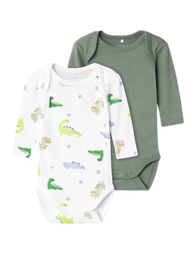 NAME IT Baby - Jungen Nbmbody 2p Ls Wild Lime Dino Noos, Laurel Wreath, 98