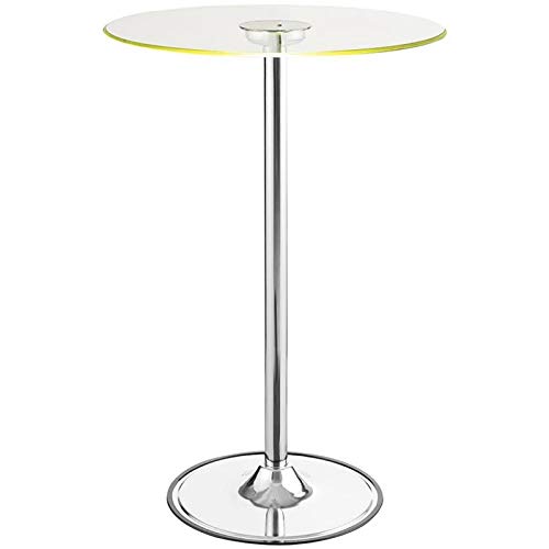 Bowery Hill 28" Round Glass Top Led Lit Pub Table In Chrome #TOP7