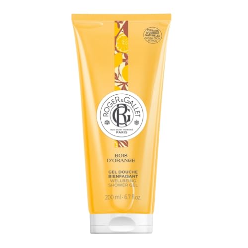 Roger&Gallet - Gel de Ducha Perfumado Bois d’Orange - Notas de naranja amarga, petit grain, pachulí, cedro - Enriquecido con aloe vera - Espuma cremosa e hidratante - Vegano - 200ml