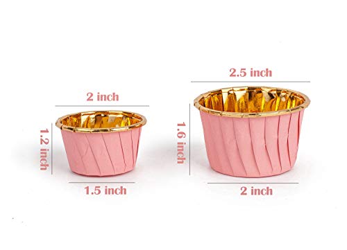 Golden Apple, Aluminum Foil Paper Mini Cake Baking Cups 50 Pack, Muffin Cupcake Baking Mold Cup Liners Baking Cups For Party Wedding Festival, Cupcake Liners, Small Pink In Gold #TOP2